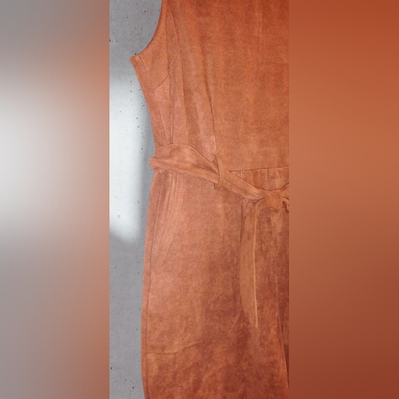 Anthropologie Chestnut Faux Suede Sleeveless Jumpsuit Cropped Leg Women Size L - Picture 4 of 8